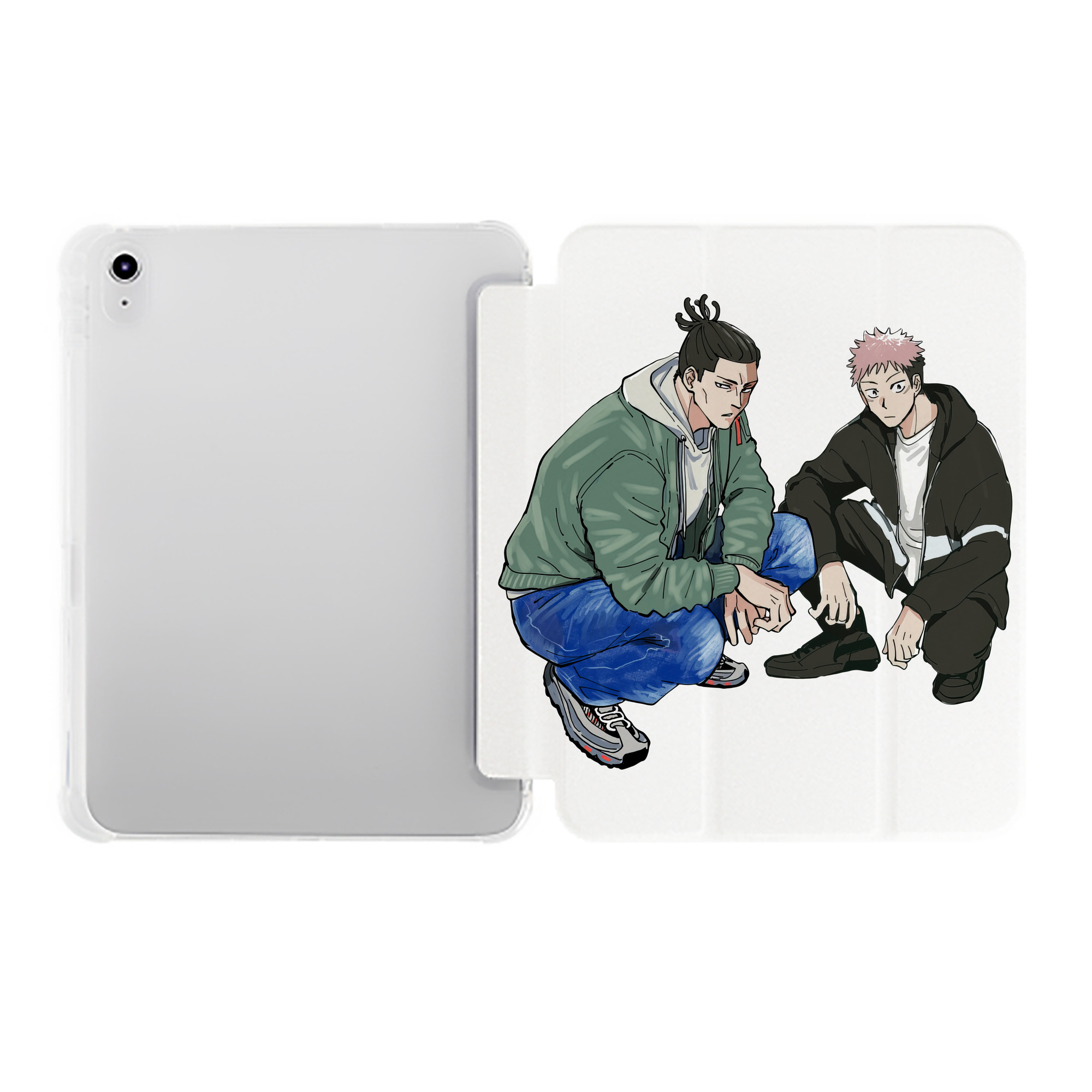 （画像用） 呪術廻戦 Jujutsu Kaisen IPad ケース ペン収納付き 三つ折りスタンド PUレザー×シリコン 対応機種9.5/10.5/10.9インチ
